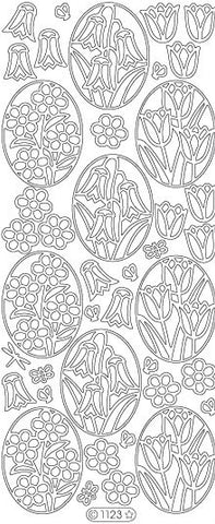 1123s - Flowers in Ovals - silver - Starform Stickers