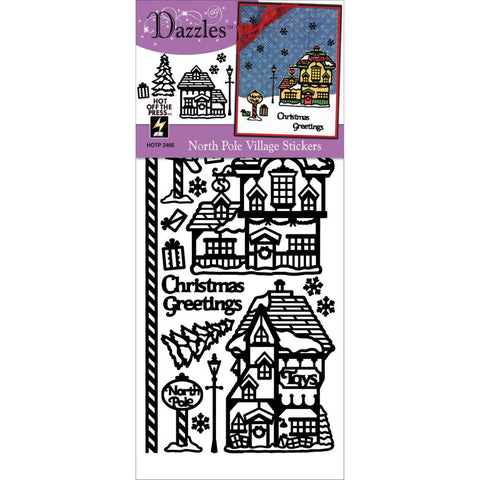 2466z - North Pole Village - black - Dazzles Stickers
