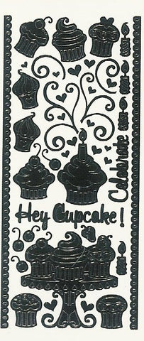 2012z - Hey Cupcake! - black - Dazzles Stickers
