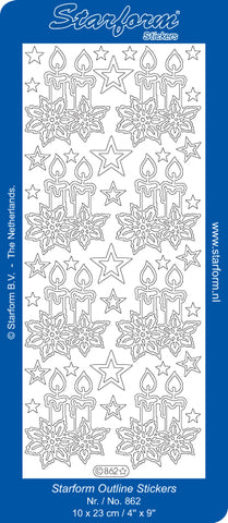 0862s - Candles - silver - Starform Stickers